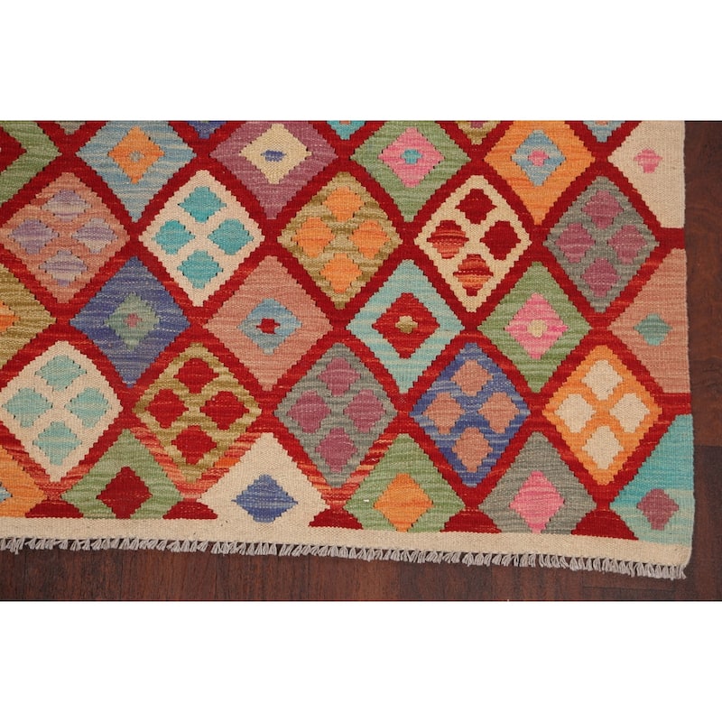 Geometric Kilim Oriental Home Decor Area Rug Wool Hand-woven - 5'2" x 6'4"