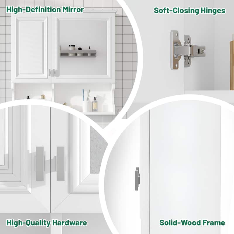 Roomfitters 30" Wall Mounted Bathroom Storage Cabinet with Mirror and Double Doors, Medicine Cabinet with Adjustable Shelves