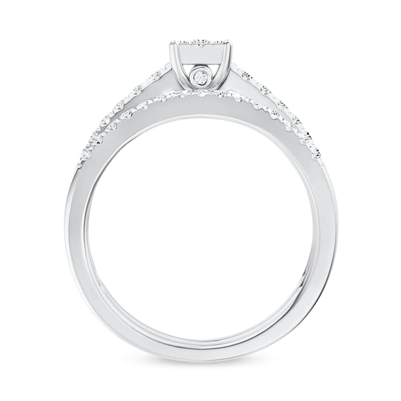1/2ct TDW Diamond Cluster Bridal Set in 10K White Gold for Women