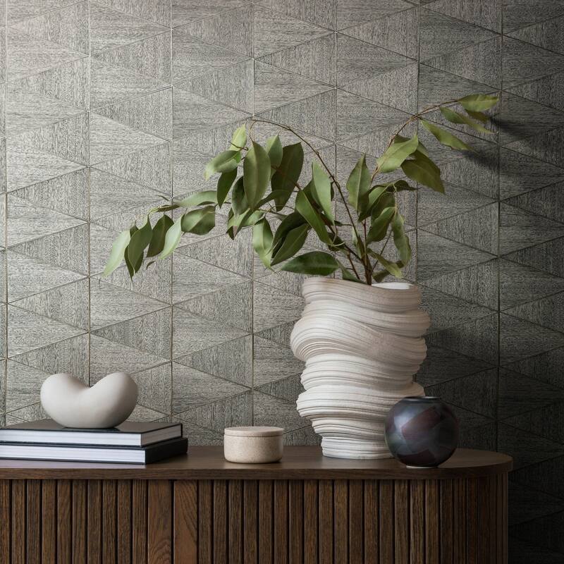 Galerie Wallcoverings Woods and Wicker Collection Triangular Wood Tile Matte Finish Vinyl on Non-woven Wallpaper Roll