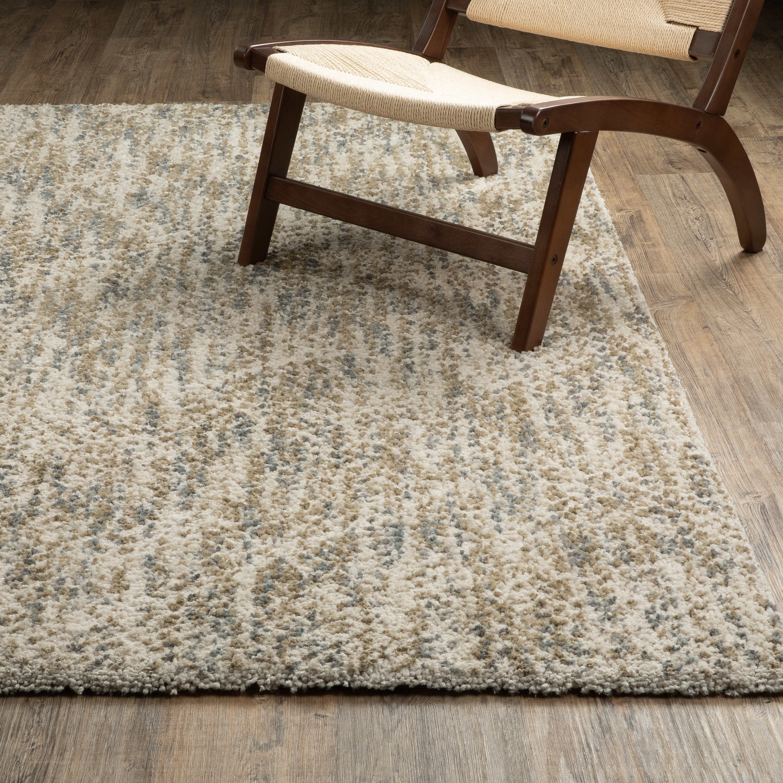 Archer Mottled Abstract Ivory/ Gold Shag Area Rug