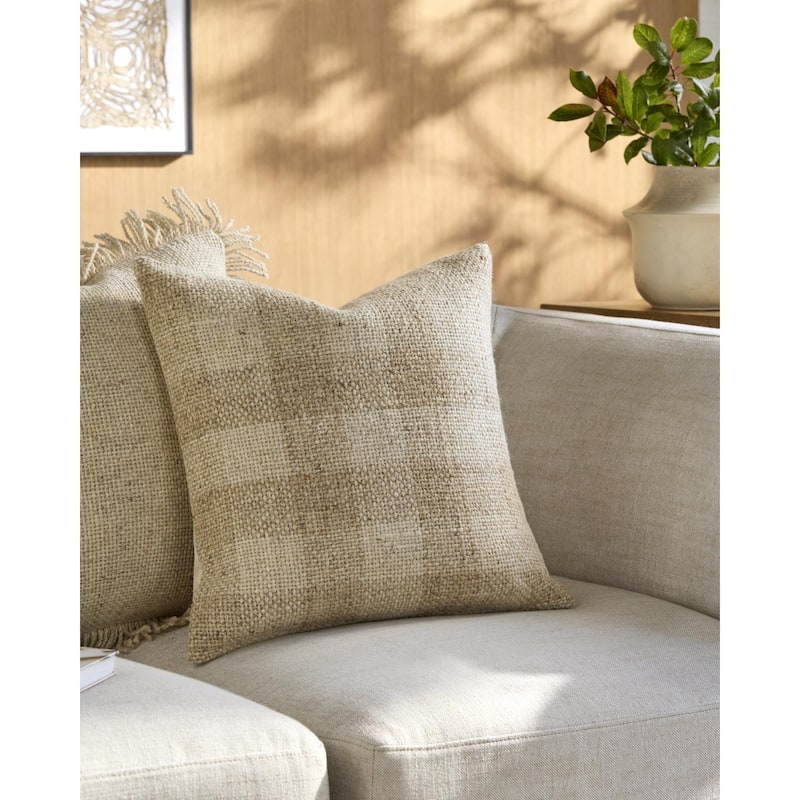 Becki Owens x Livabliss Ladera Traditional Accent Pillow - Sand/Beige - 20"L x 20"W - Down