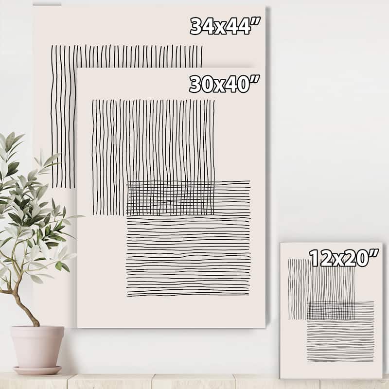Designart "Minimal Geometric Lines And Squares II" Modern Canvas Wall Art Print