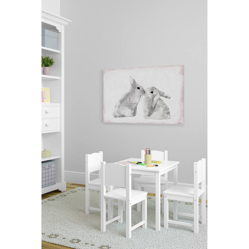 'Bunny Sweethearts' Painting Print on Wrapped Canvas