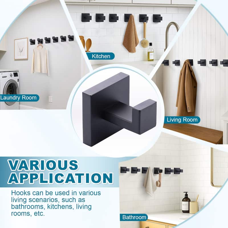 WOWOW J-Hook Wall Mount Robe/Towel Hook 6PCS