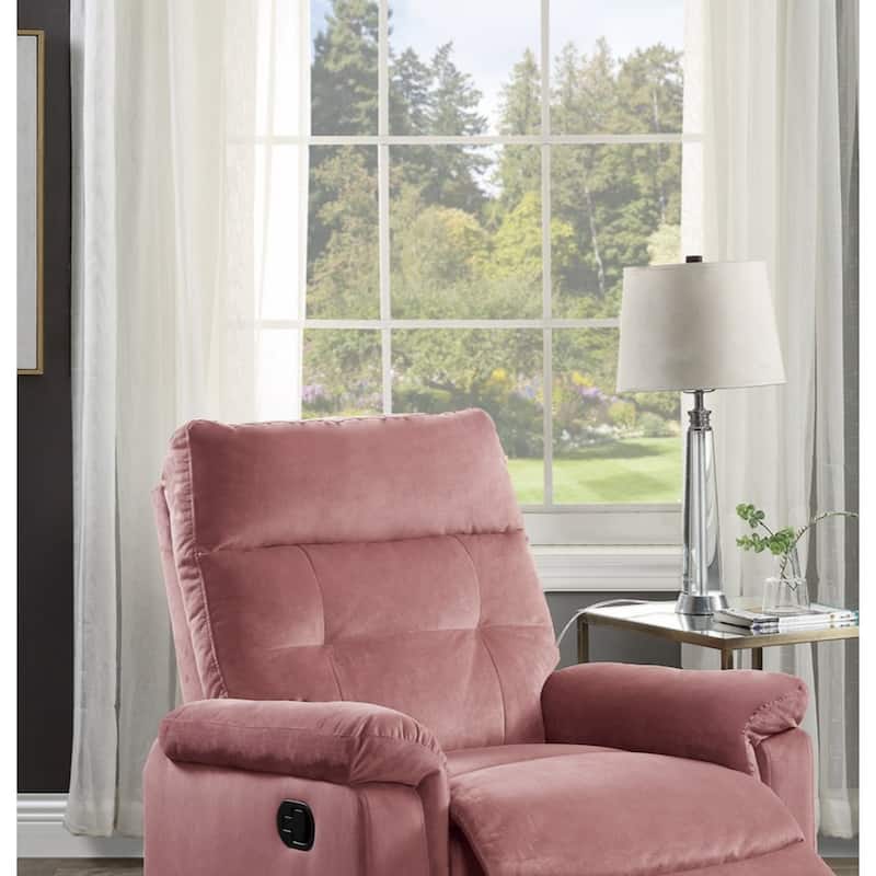 Luxurious Velvet Teal Blue Color Motion Recliner Chair 1pc Couch Manual Motion Plush Armrest Tufted Back