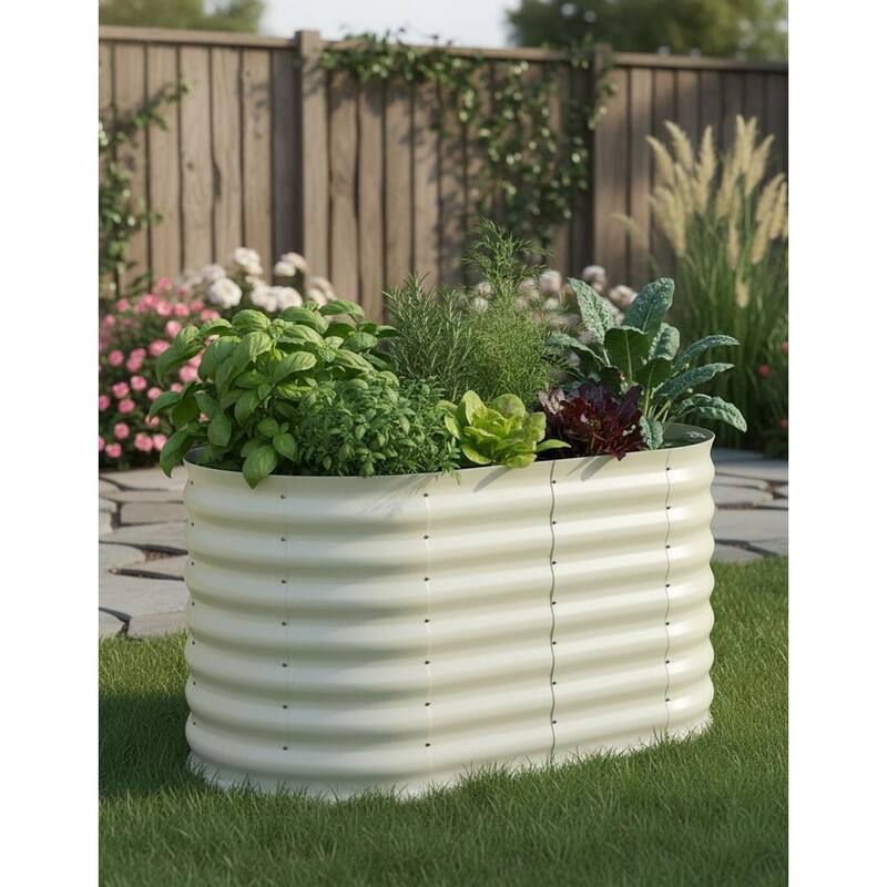 Outdoor Galvanized Raised Garden Beds - Beige - 4*2*2 Ft