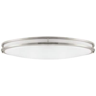 Sunlite 32 in. Round Brushed Nickel Dimmable Selectable LED Color Tunable Flush Mount, 3000K 4000K 5000K - 32 in