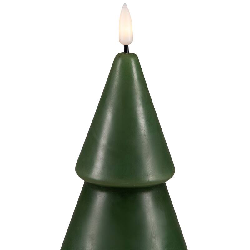 Flameless LED Flickering Christmas Tree Wax Candles - 10.5" - Green - Set of 2