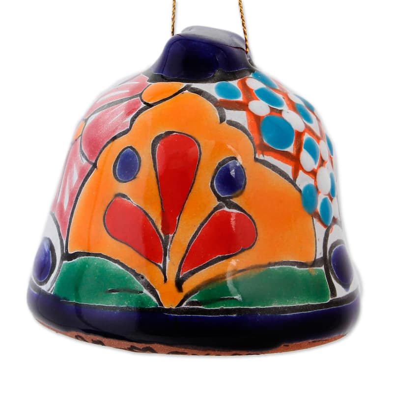 Novica Handmade Talavera Bells Ceramic Ornaments (Pair)