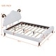preview thumbnail 4 of 11, Full Upholstered Bed White Frame Platform Bed wSheep-shaped Headboard