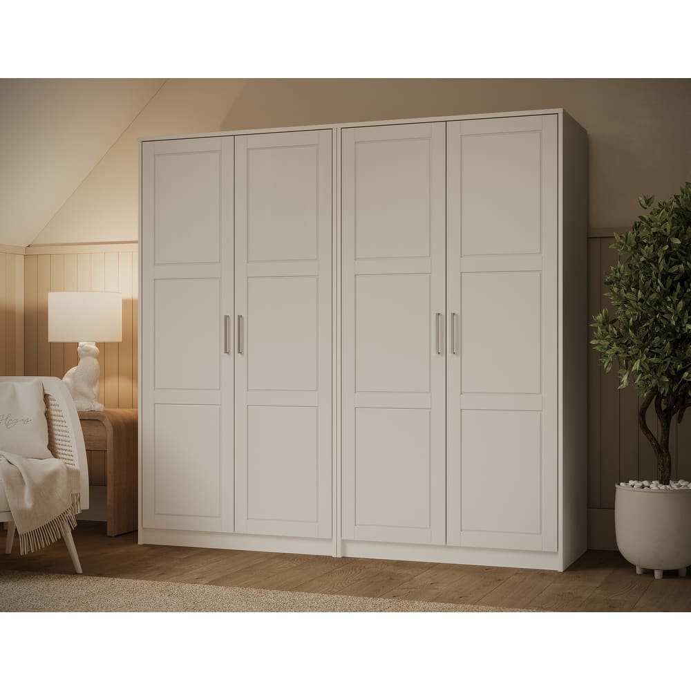 Palace Imports 100% Solid Wood 4-Door Urban Wardrobe Armoire with Solid Doors