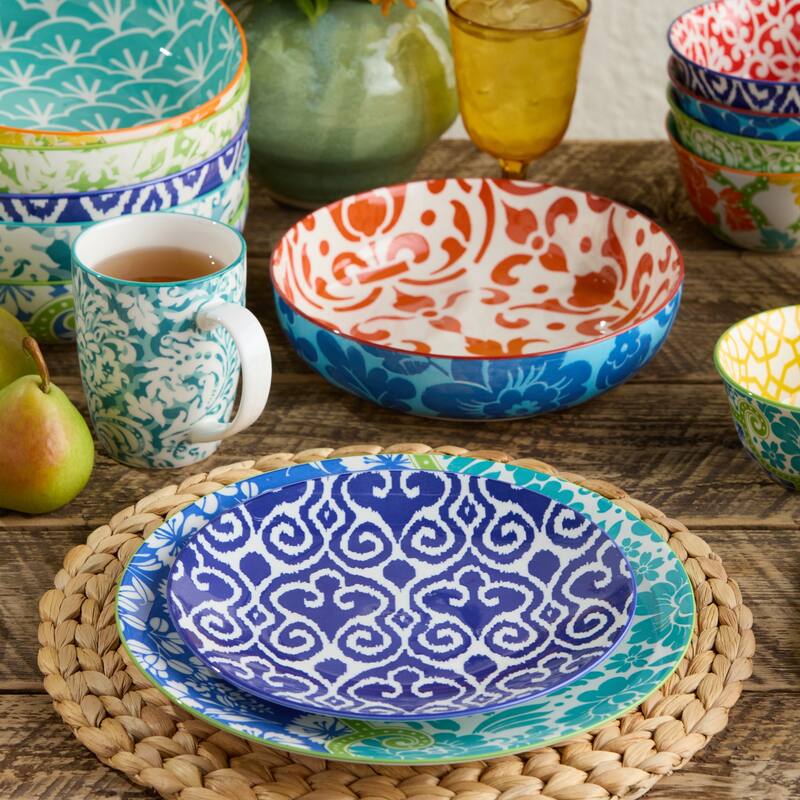 Certified International Pavillion 8.75" Salad/Dessert Plates, Set of 6 Assorted Designs - 8.75"L x 8.75"W x 1.00"H