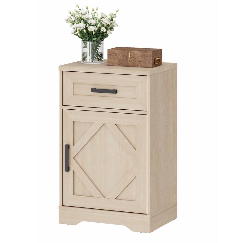 WAMPAT Nightstand with 1 Drawer&1 Door for Bedroom, Living Room