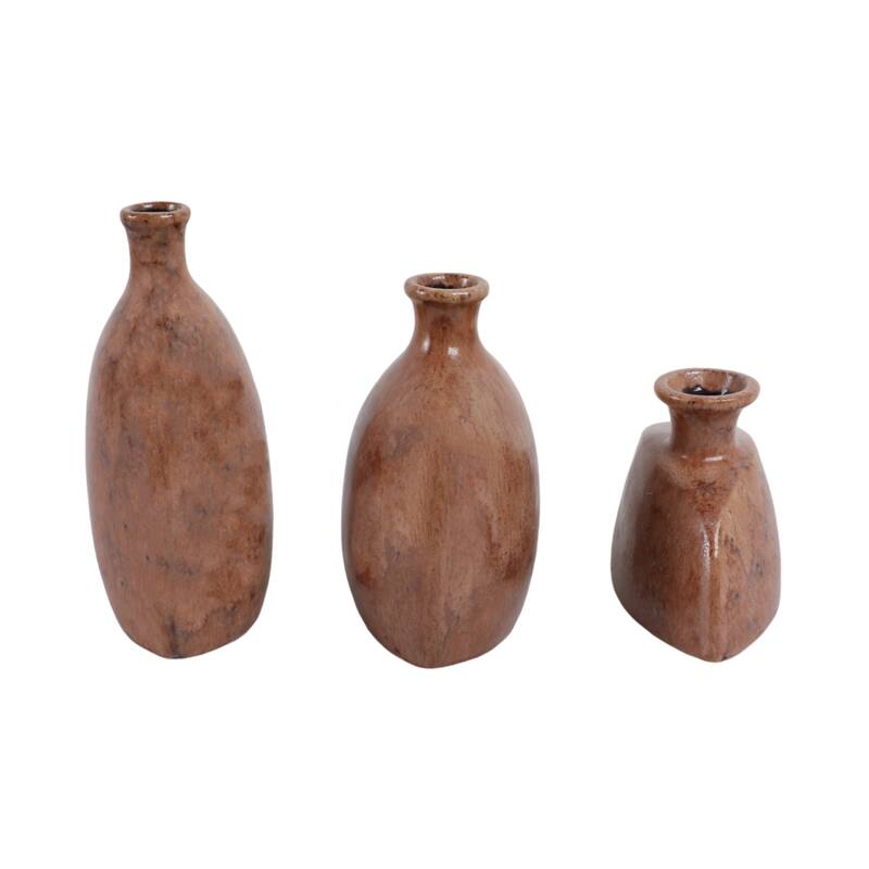 Stoneware Decorative Vases Sleek Sculptural Design Modern (Set of 3)