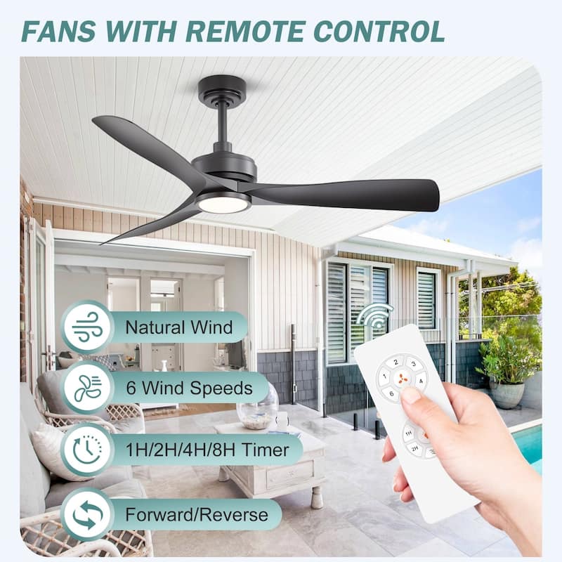 52" Traditional Farmhouse Indoor Ceiling Fan with Light and Remote
