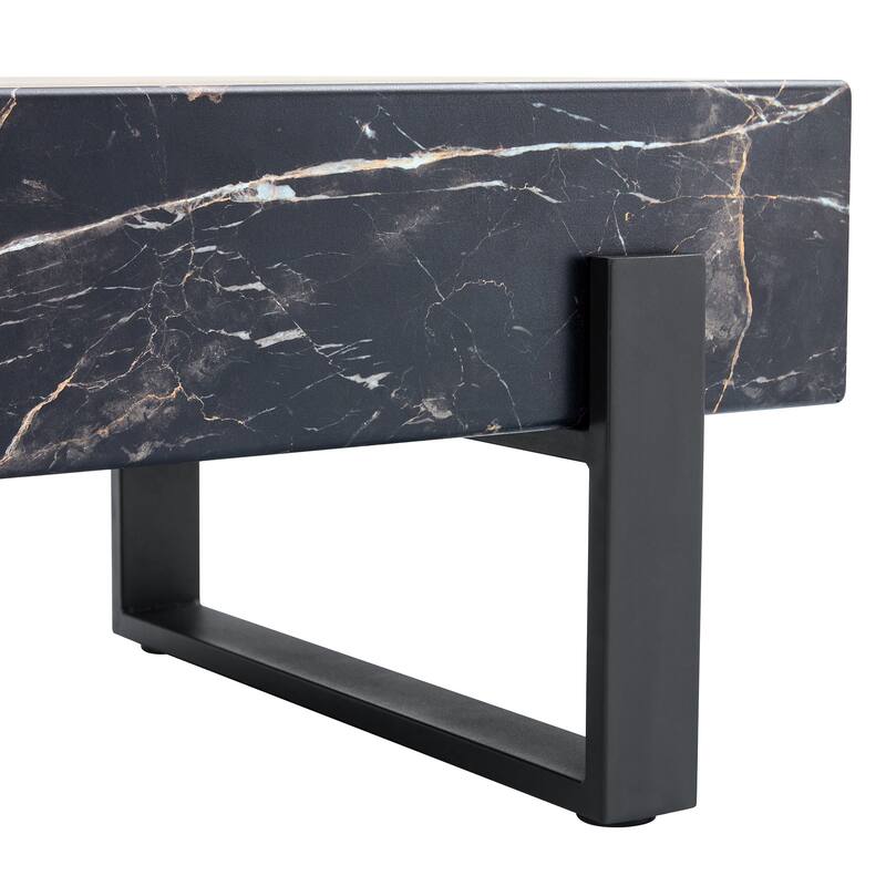 Beautiful Coffee Table with Marble Veneer Home Sofa Side Table with Metal Legs Living Room Center Table