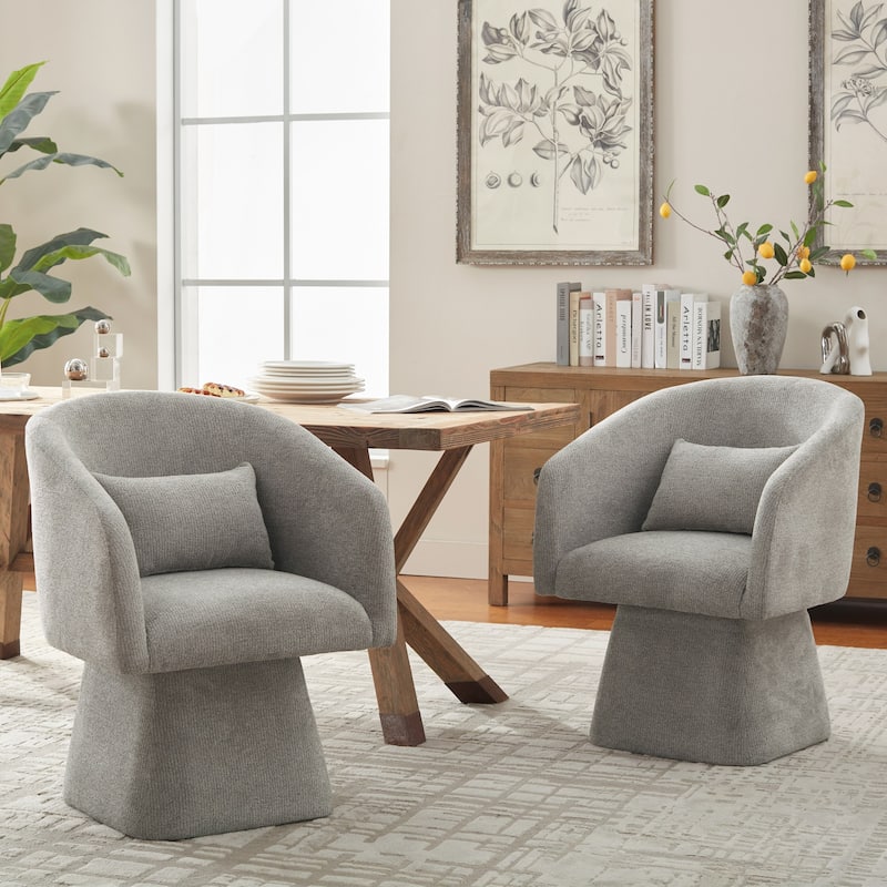 360° Swivel Barrel Fabric Upholstered dining chair with Pillow