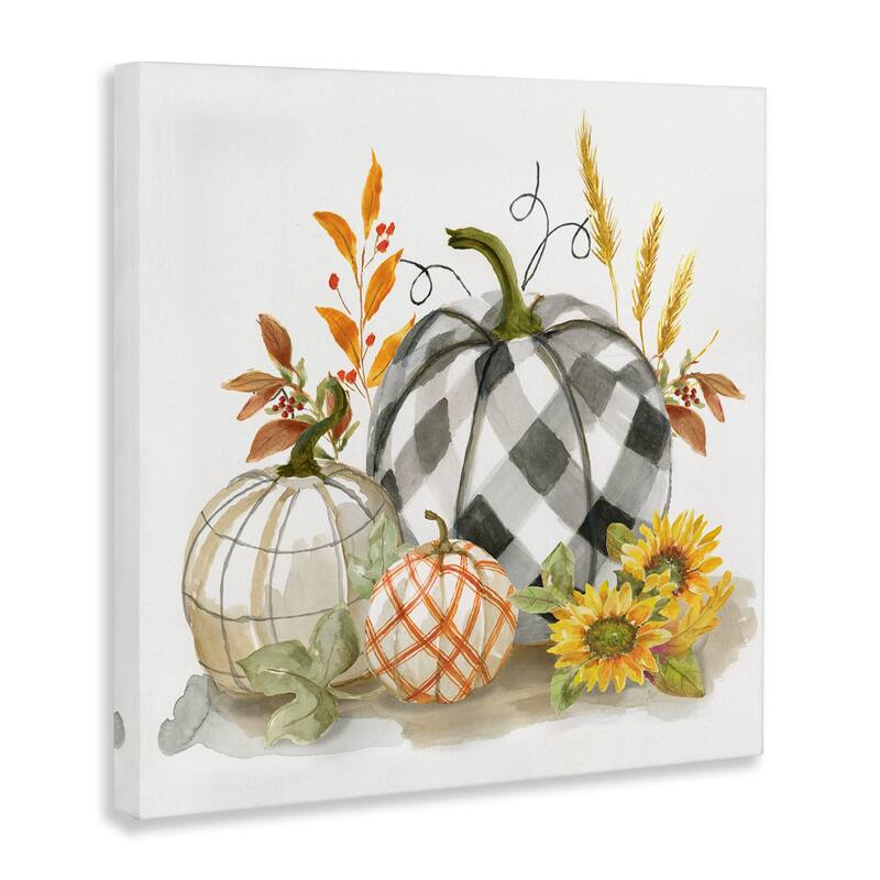 Stupell Patchwork Patterned Pumpkins Fall Harvest Still Life Canvas Wall Art - Multi-color