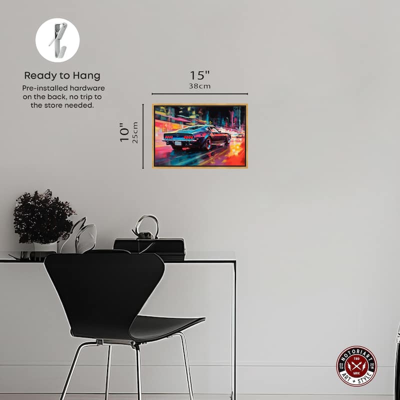 Notoriart Classic Night Drive Framed Car 1 Piece Canvas Wall Art