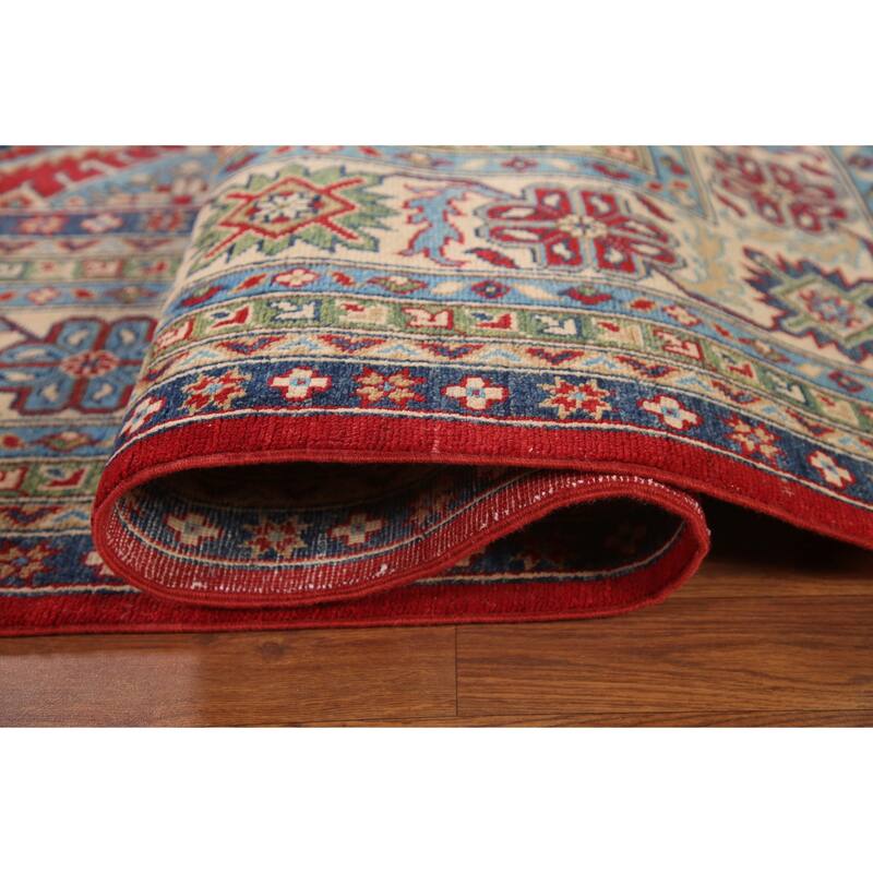 Traditional Red Geometric Kazak Oriental Area Rug Handmade Wool Carpet - 9'6"x 12'10"