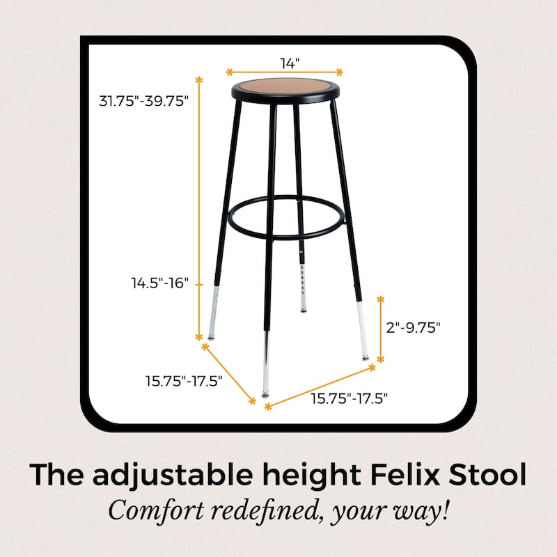 Hampden Furnishings Felix Collection Height Adjustable Steel Stool, AssemblyReady