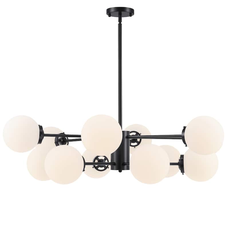 CO-Z Dimmable Modern Linear Sputnik Pendant Chandelier with Frosted Glass Globe Shades (6/8/12 - Light)