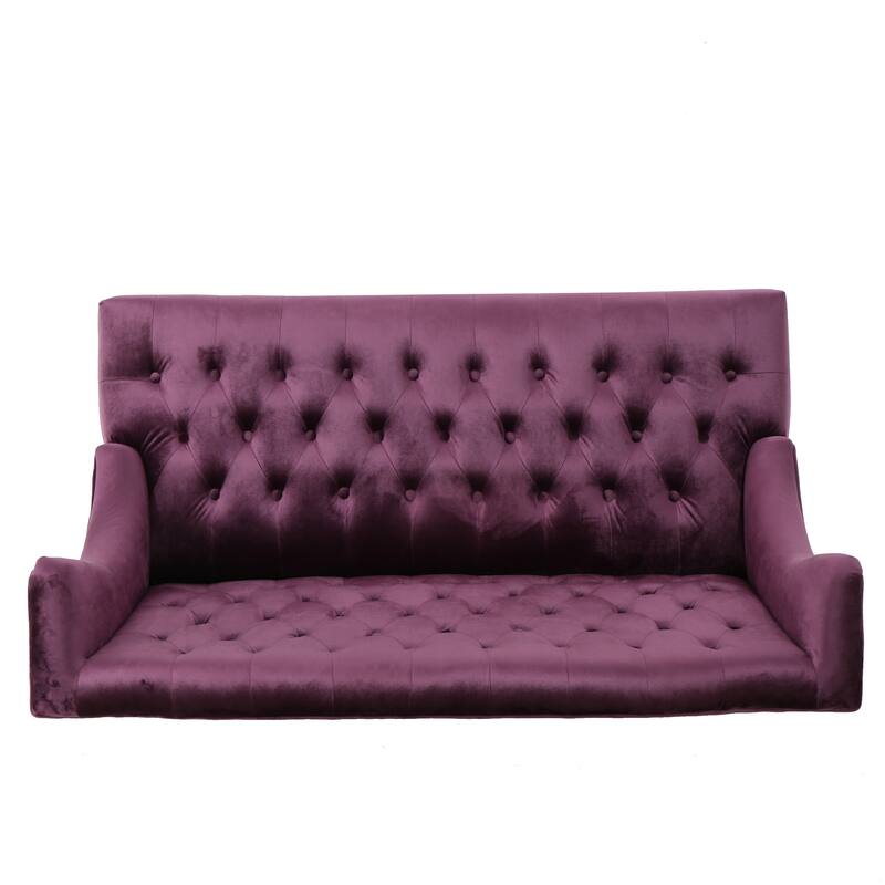 Luxury Velvet Loveseat with Button Tufted, Purple Upholstered Sofa Couch 2-Seater Settee with Wingback