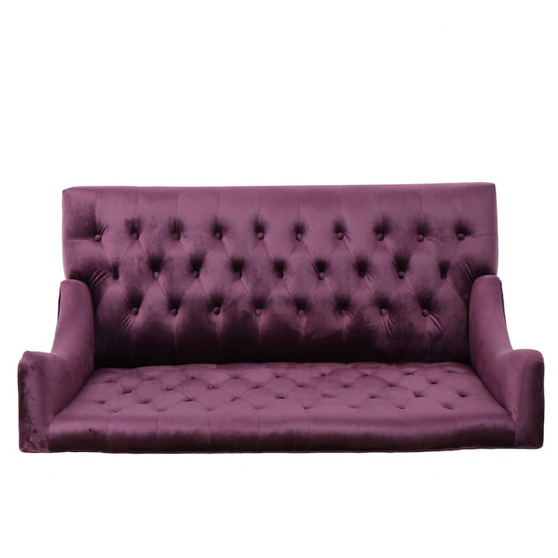 Velvet Button Tufted High Wingback Loveseat Sofa