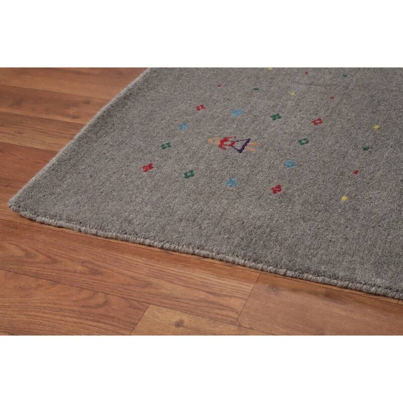 Hand Knotted Oriental 100% Wool Carpet Tribal Tribal Greys & Charcoal Gabbeh Area Rug - 12' 1'' X 9' 1''