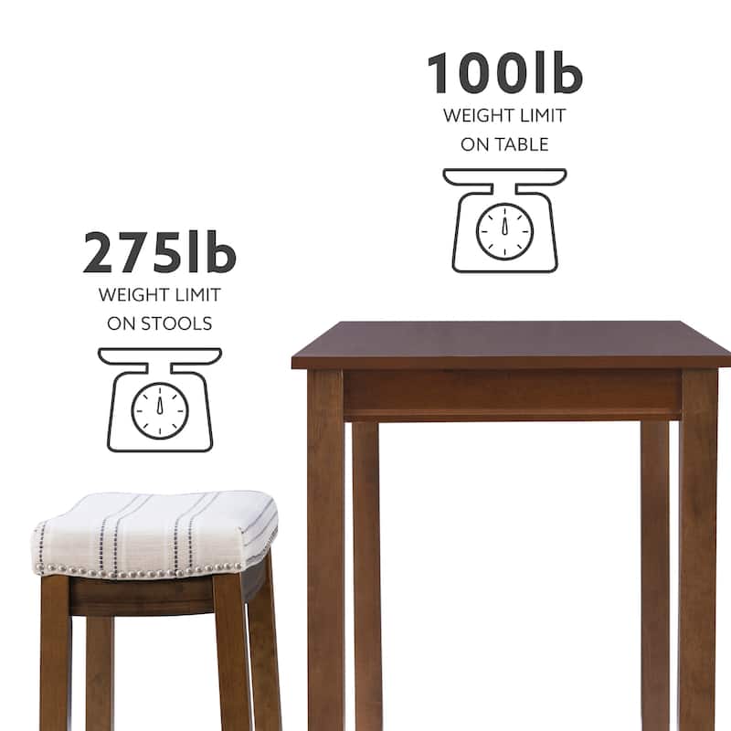 3-Piece Counter Table and Stools - 47.25" - Brown and Beige