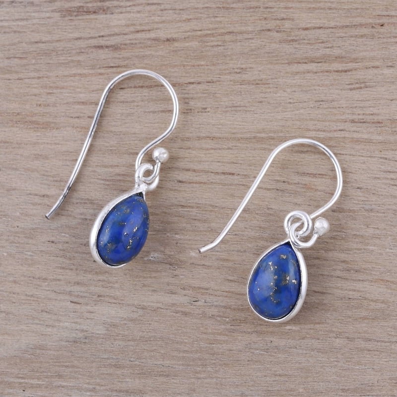 NOVICA Gentle Tear, Lapis lazuli dangle earrings - 1L*0.3W