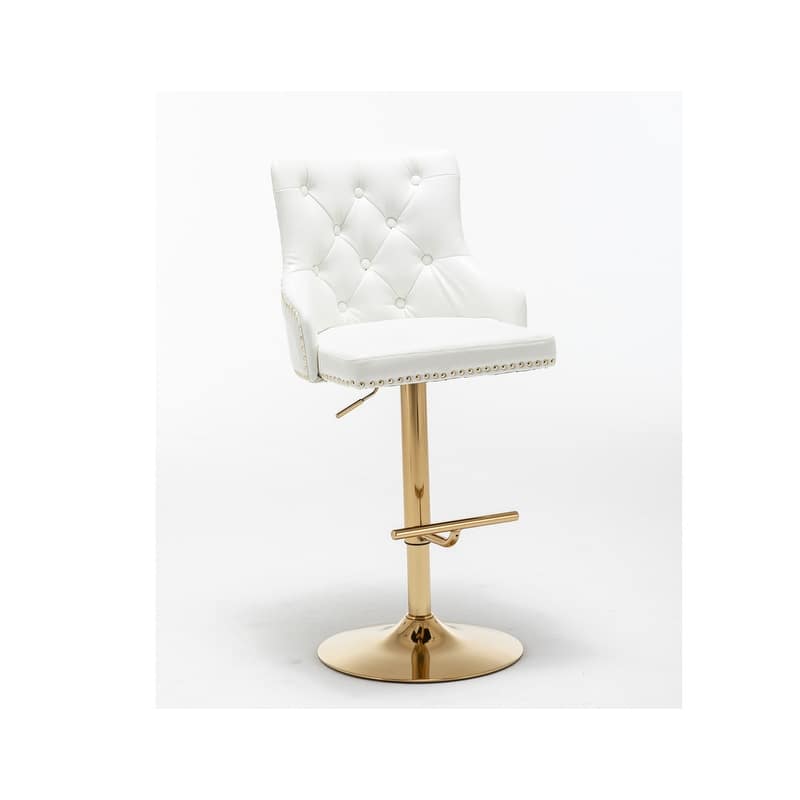 Best Master Furniture Adjustable Swivel Bar Stools with Gold Base (Set of 2)