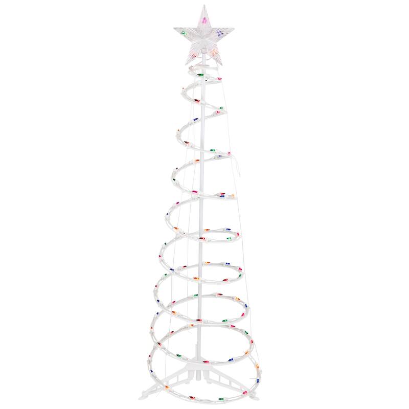 4ft Lighted Spiral Christmas Tree with Star Tree Topper, Multi Lights