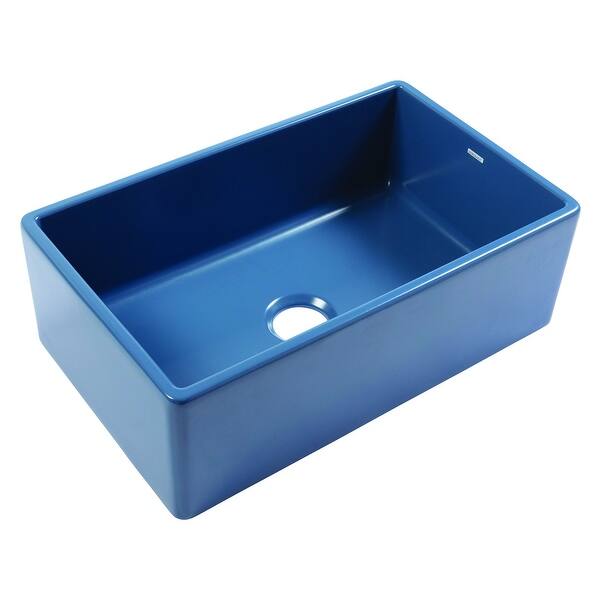 slide 17 of 19, Austen Farmhouse Fireclay 30 in. Single Bowl Kitchen Sink with Fireclay Care IQ Kit Matte Blue