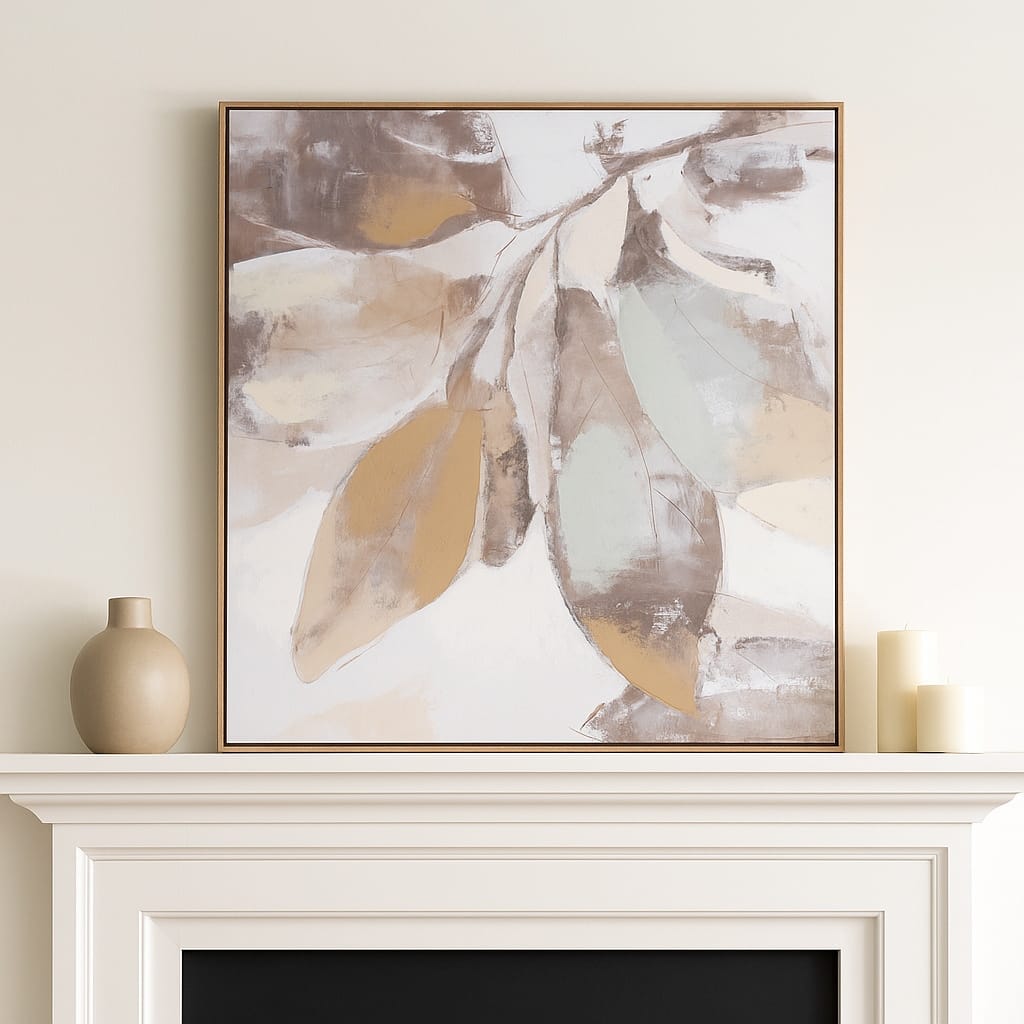 Abstract Botanical Shadow Box Canvas Wall Art - 40", Brown & Tan