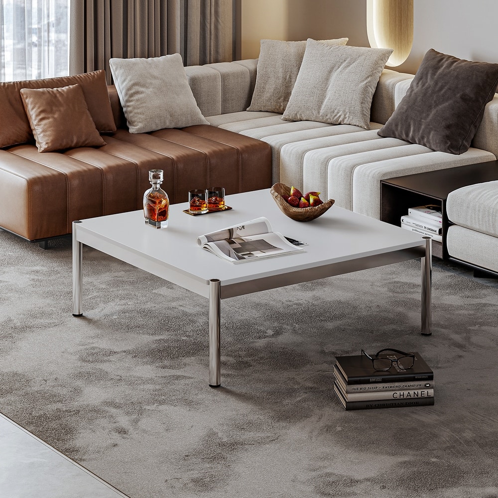 39inch Coffee Table Square Tea Table Polished Stainless Steel