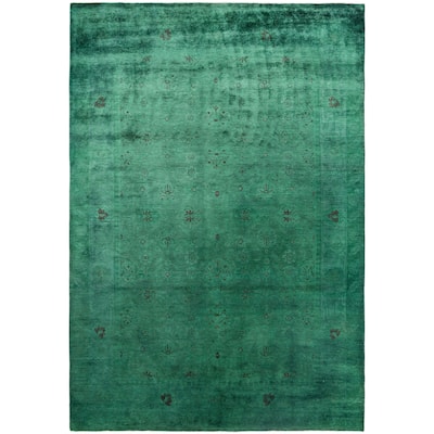Overdyed One-of-a-Kind Hand-Knotted Area Rug - Green - 6' 3" x 8' 9"