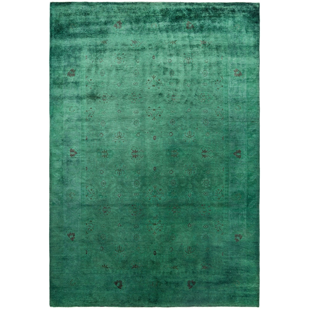 Overdyed One-of-a-Kind Hand-Knotted Area Rug - Green - 6' 3" x 8' 9"