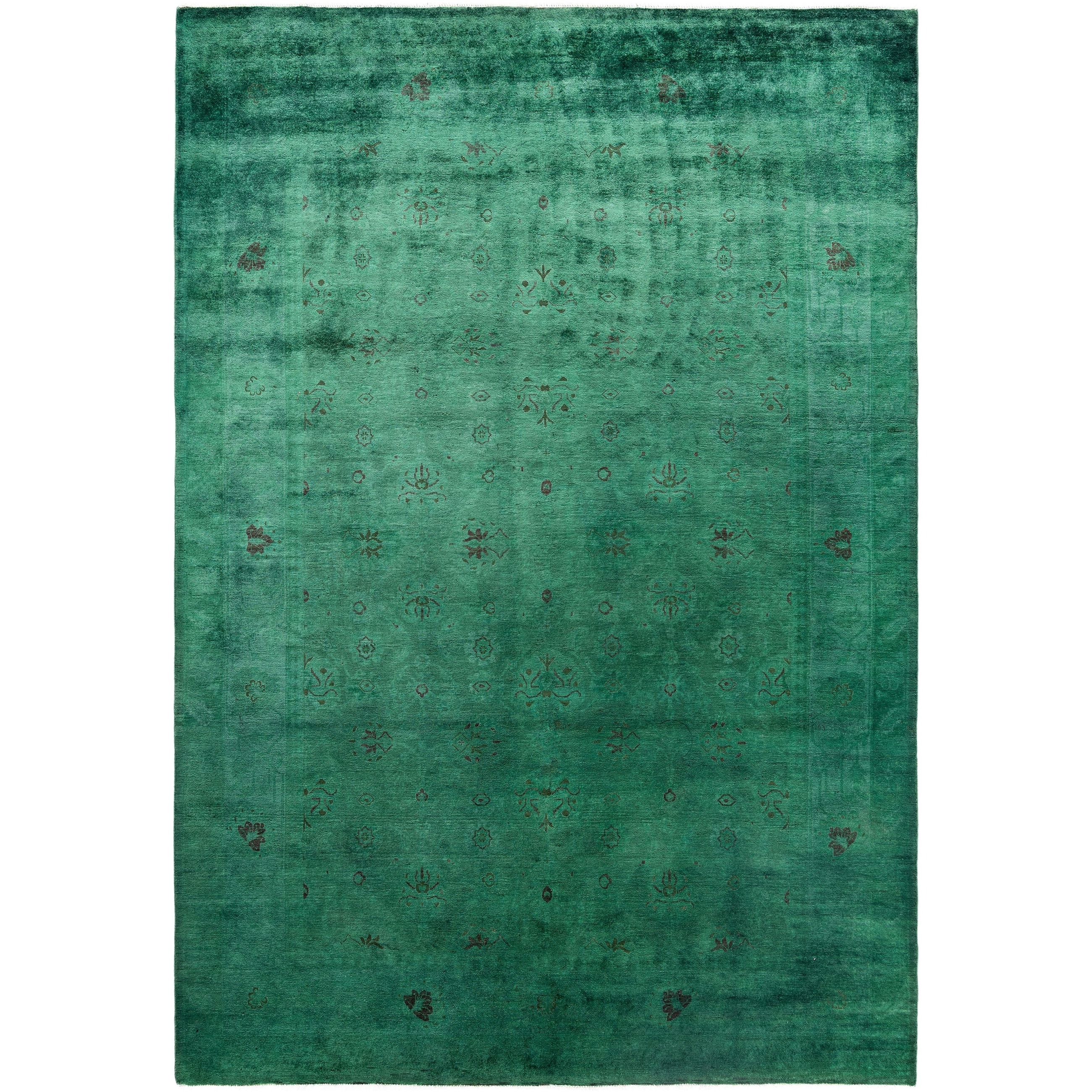 Overdyed One-of-a-Kind Hand-Knotted Area Rug - Green - 6' 3" x 8' 9"