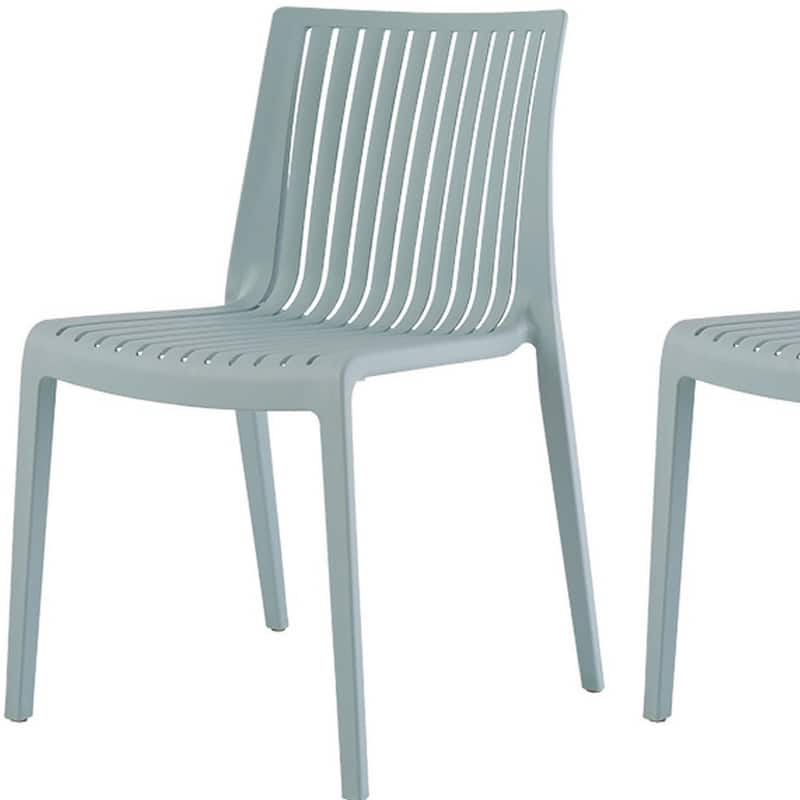 HomeRoots Set of Two Baby Blue Heavy Duty Plastic Outdoor Stacking Accent Chairs
