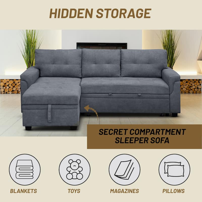 Reversible Sectional Sleeper Sofa with Storage Chaise & Pull-Out Bed