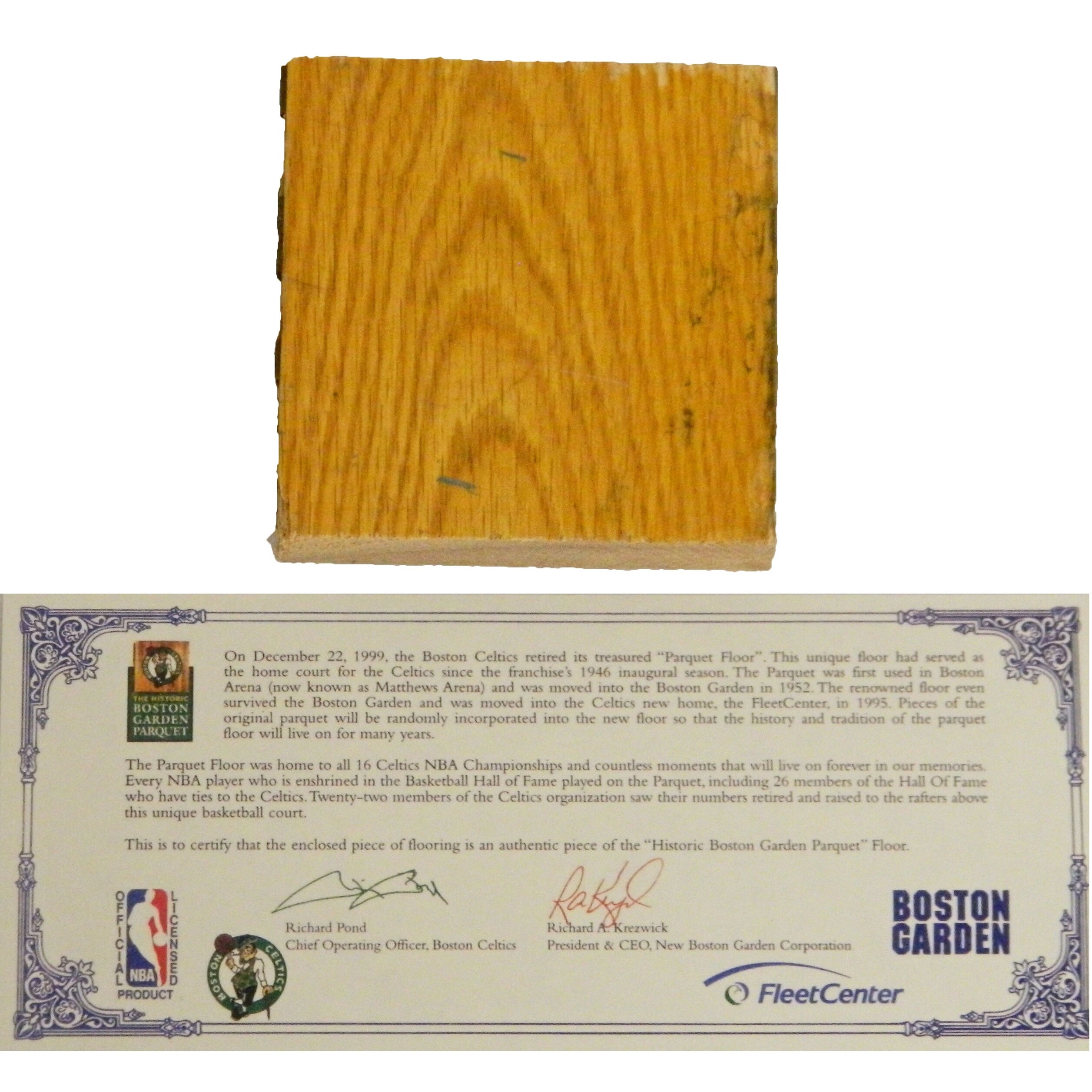 Shop Boston Garden Actual Used 4x4 Parquet Floor Piece Free