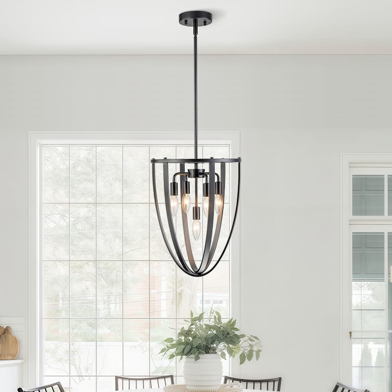Starsky Farmhouse Industrial 5-Light 12in. Geometric Cone Chandelier