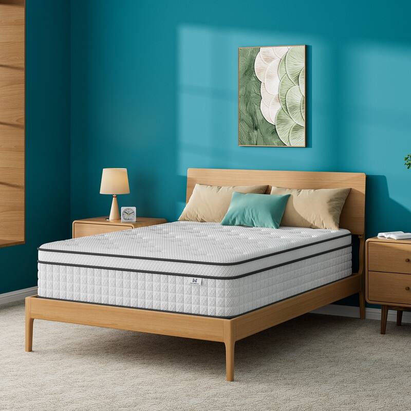 8" Spring Hybrid Mattress in a Box, Pocket Springs, Isolation Motion, Back Pain Relief, CertiPUR-US