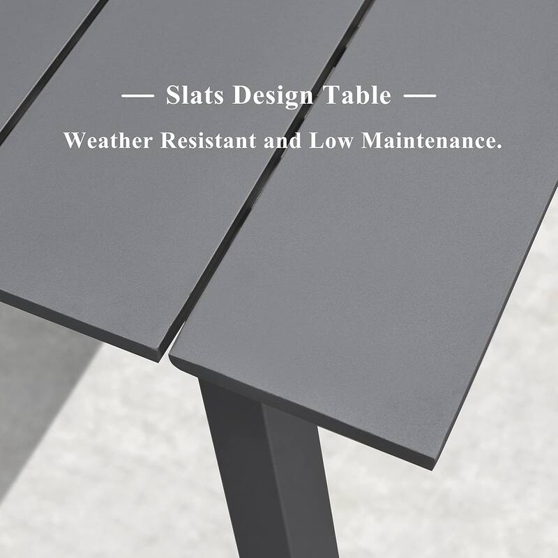 PURPLE LEAF 7-11 Patio Dining Set, Aluminum Frame Table, Wicker Chairs