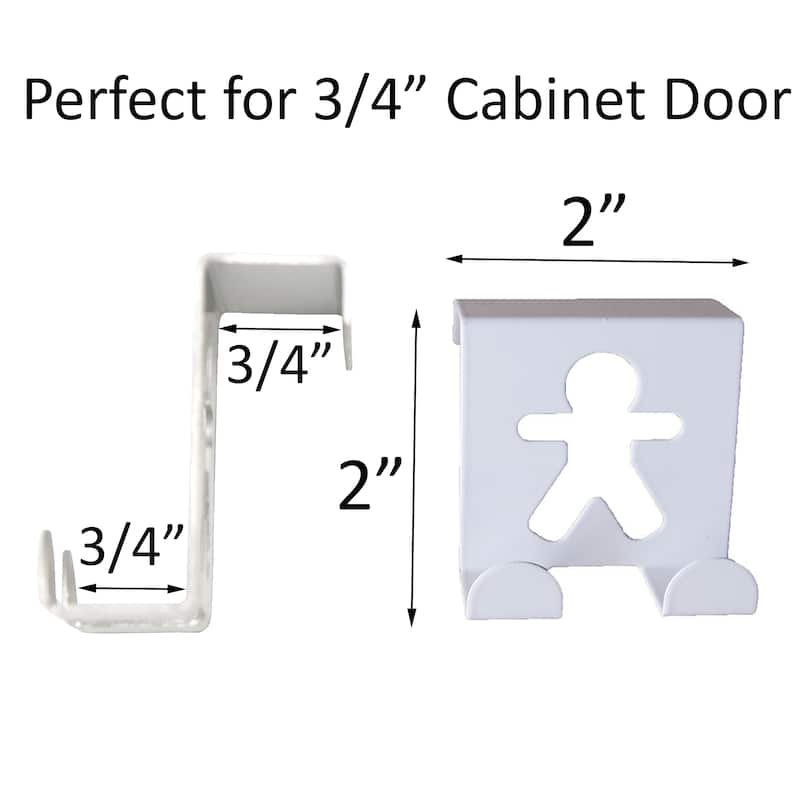 Double Hooks Over The Cabinet Door Set of 2 - 2"H x 2"W x 1 3/4"D