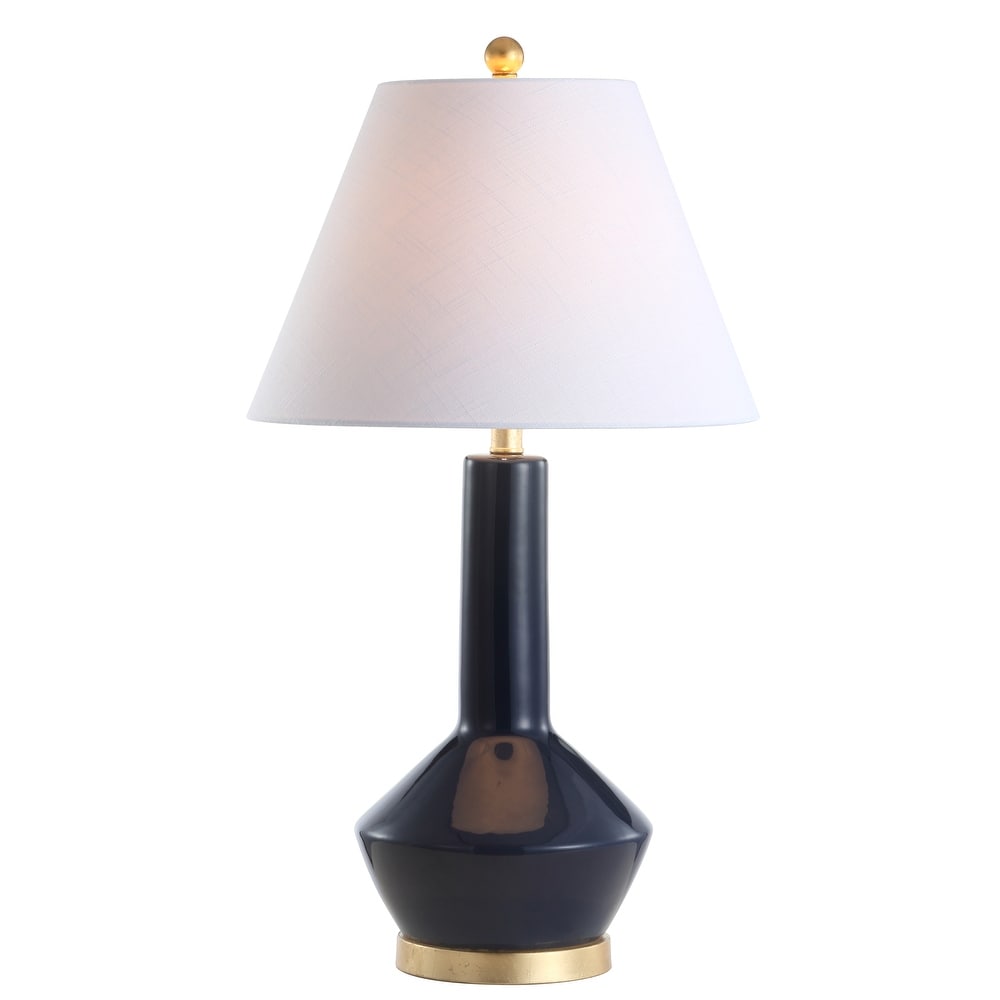 Brussels 29" Ceramic/Metal LED Table Lamp, Navy/Brass by JONATHAN Y