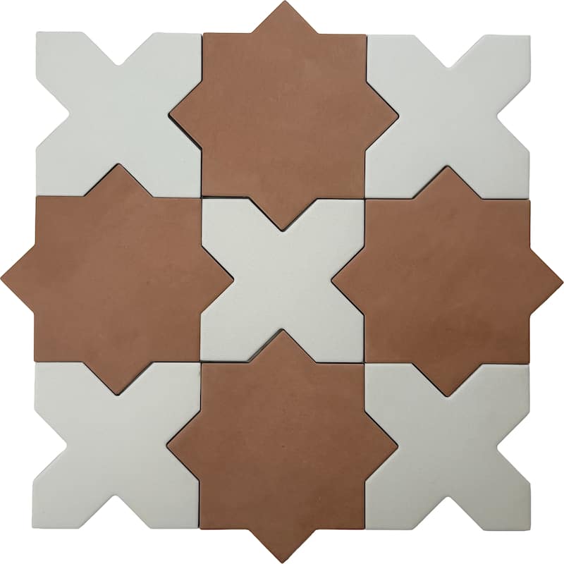 Seville 7" Star with 5" Cross Matte Porcelain Wall and Floor Tile (10.62 sq ft/case) - 68 Pack - White/Brown