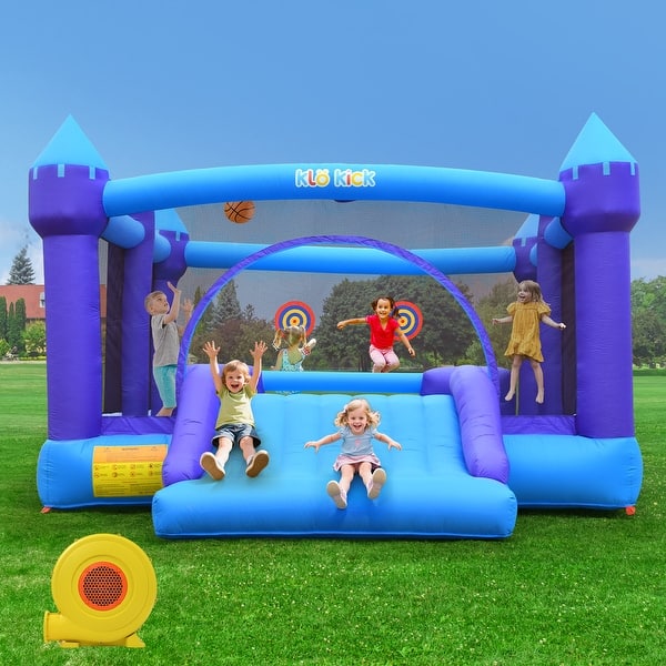 slide 2 of 11, 15.3'x 12' 840D Large Bounce House Oxford Inflatable Bouncers with Blower & Slide